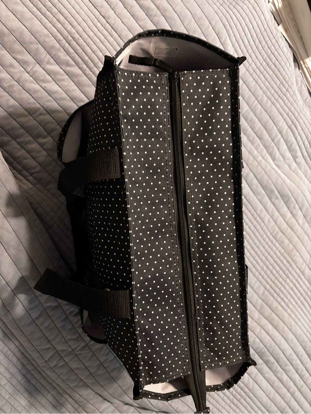 31 Black and white polka dot, gently used Utility tote, smoke free home - Picture 3 of 3